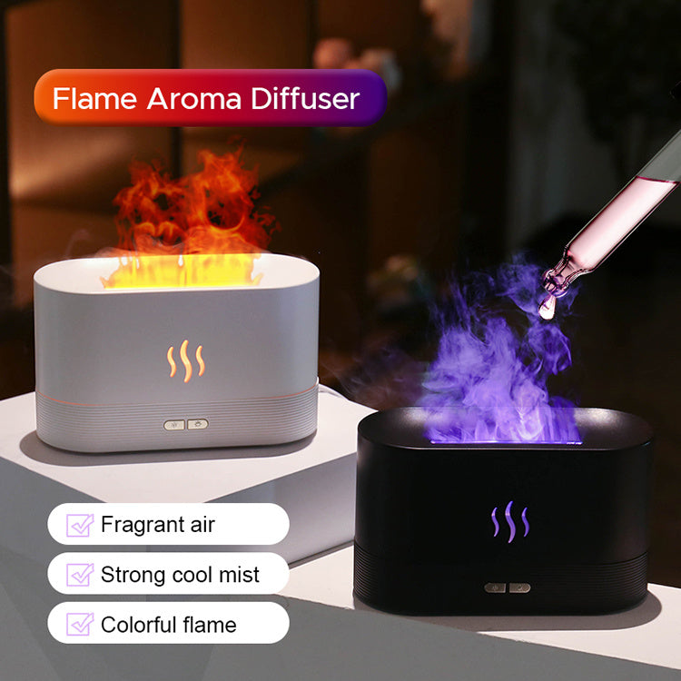Flame Effect Aroma Diffuser – USB Ultrasonic LED Humidifier