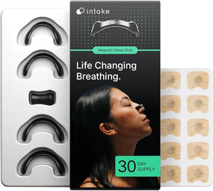 Intake Breathing Nasal Strip Starter Kit (30 Count, Black)