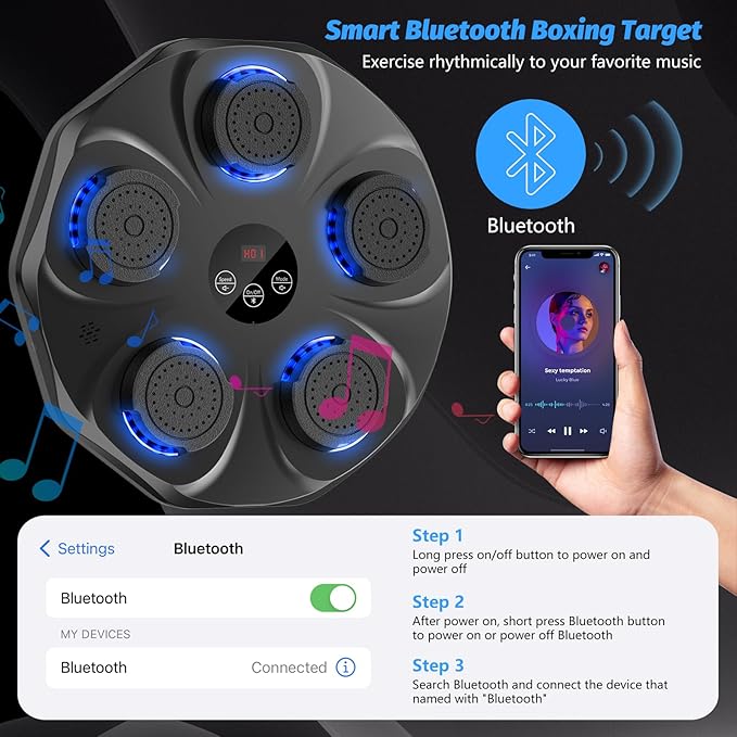 Music Boxing Machine, Interactive Punching Trainer with Boxing Gloves