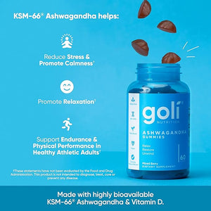 Goli Ashwagandha & Vitamin D Gummy (60 count. pack of 3)
