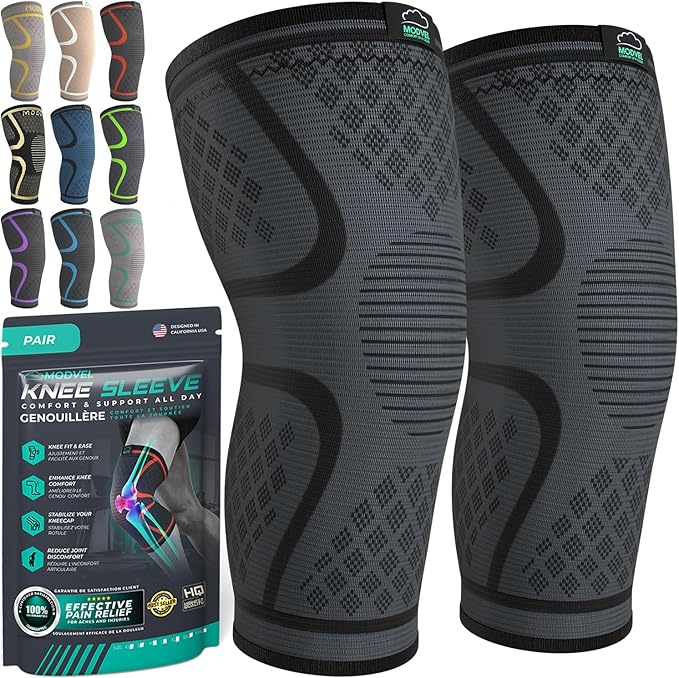 Modvel Compression Knee Brace for Women & Men, 2-Pack Knee Brace
