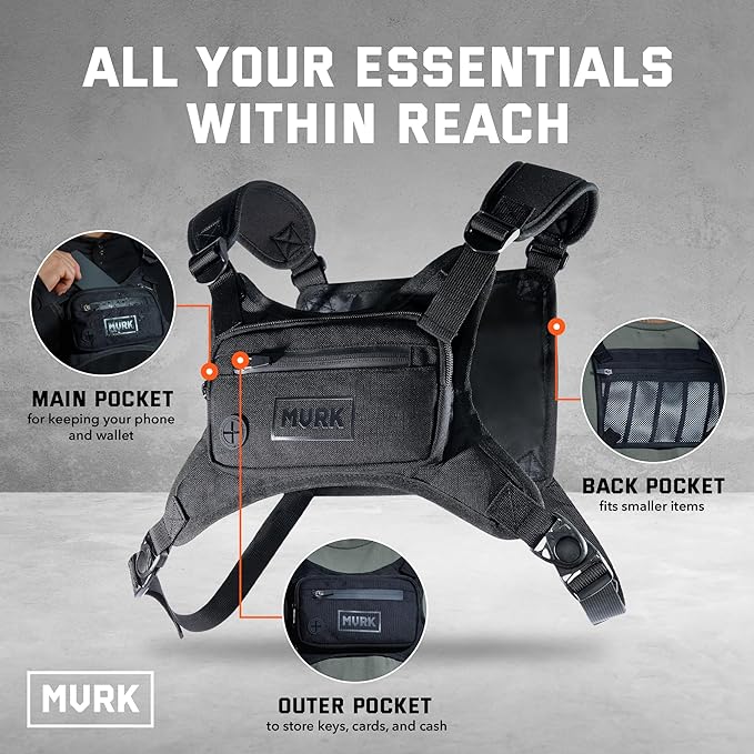 MVRK Water Resistant Chest Pack - Running Vest for Workouts